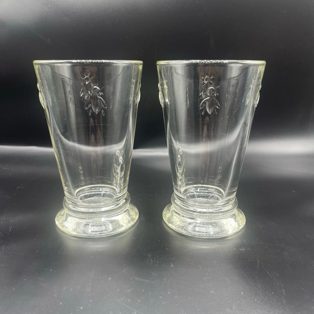 2 La Rochere Napoleon Bee Old Fashioned Tea Glass Highball France 10.5 oz 5.5"